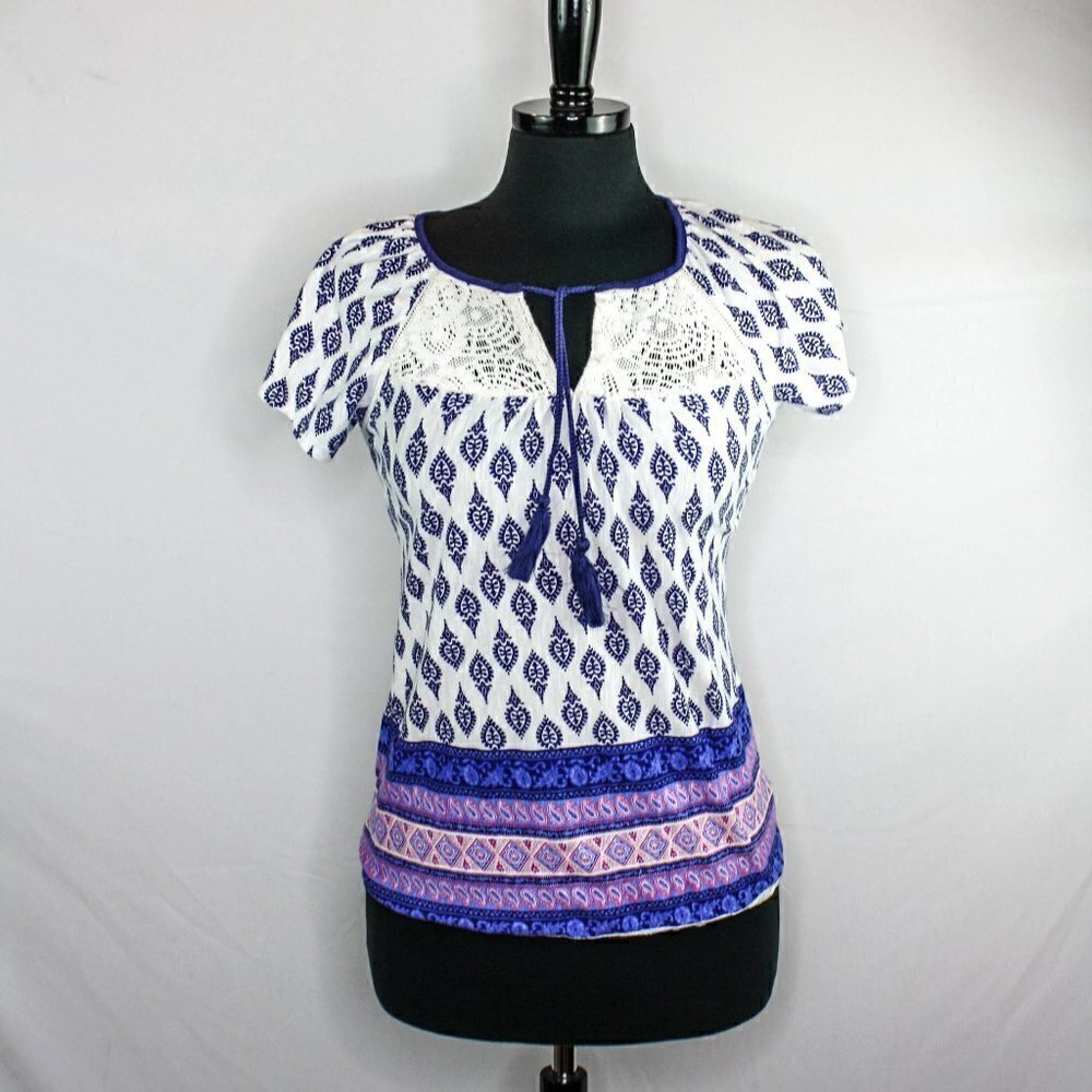 Vintage America Blues Short Sleeve Boho To…
